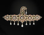Turban Ornament (sarpesh), Gold, set with diamonds; enamel on reverse